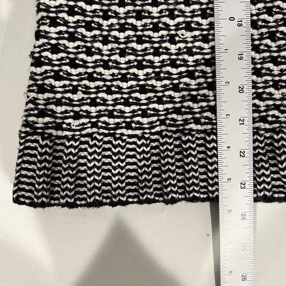 Talbots Open Front Chunky Cardigan Women's M Petite Black White Cotton Wool Blnd - Picture 9 of 9